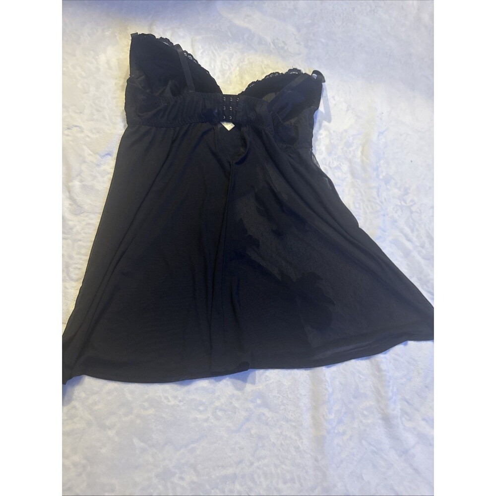 Cacique Babydoll Slip Size 18/20 Black Sheer Embroidered - Picture 7 of 8